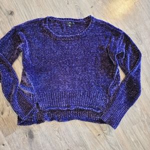 Extra Soft Chenille Purple Crop Oversize Sweater